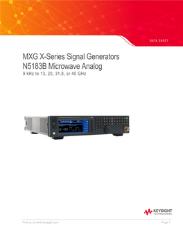 MXG X-Series Signal Generators N5183B Microwave Analog 9 Khz to 13, 20, 31.8, Or 40 Ghz