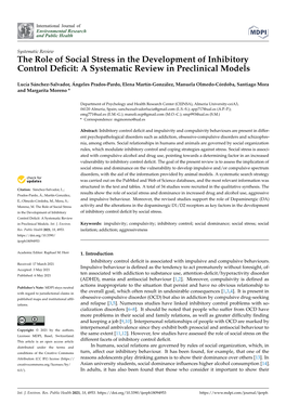 The Role of Social Stress in the Development of Inhibitory Control Deﬁcit: a Systematic Review in Preclinical Models