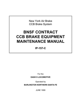 Bnsf Contract Ccb Brake Equipment Maintenance Manual