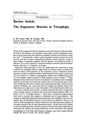 The Expiratory Muscles in Tetraplegia
