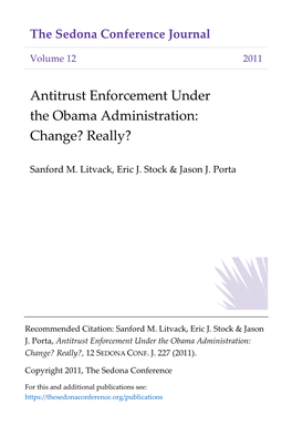 Antitrust Enforcement Under the Obama Administration: Change? Really?