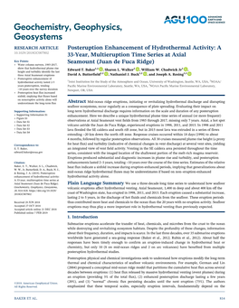 Posteruption Enhancement of Hydrothermal Activity: a 33-Year, Multieruption Time Series at Axial Seamount (Juan De Fuca Ridge)