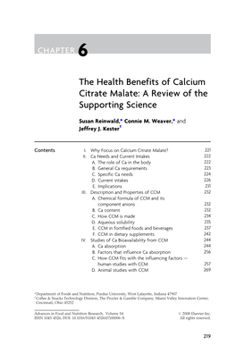 The Health Benefits of Calcium Citrate Malate: a Review of the Supporting Science