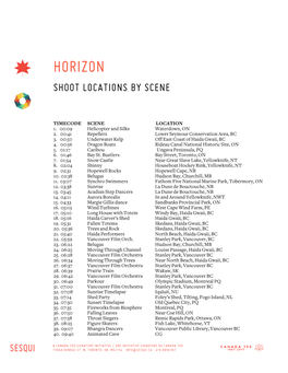 Horizon Shoot Locations by Scene