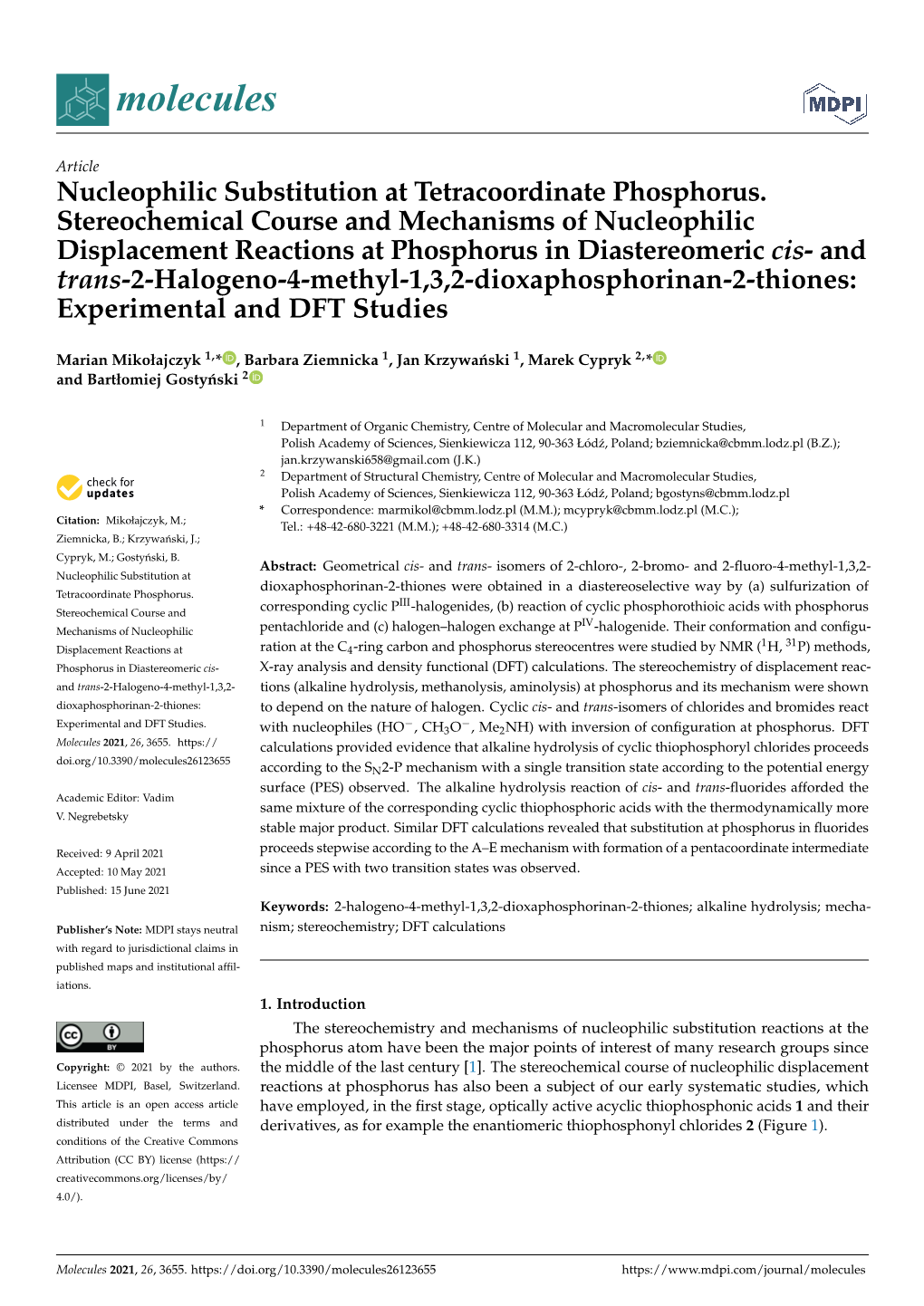 Nucleophilic Substitution at Tetracoordinate Phosphorus