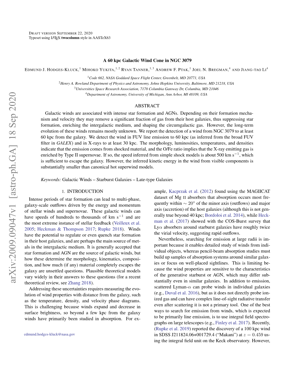 Arxiv:2009.09047V1 [Astro-Ph.GA] 18 Sep 2020 Theoretical Review, See Zhang 2018)