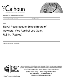 Naval Postgraduate School Board of Advisors: Vice Admiral Lee Gunn, U.S.N. (Retired)