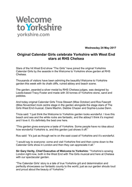 Original Calendar Girls Celebrate Yorkshire with West End Stars at RHS Chelsea