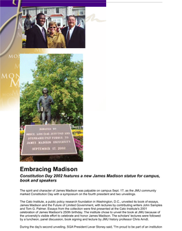 Constitution Day 2002 Features a New James Madison Statue for Campus, Book and Speakers