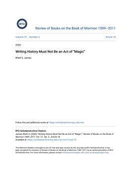 Writing History Must Not Be an Act of “Magic”