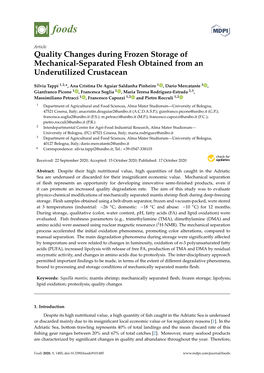 Quality Changes During Frozen Storage of Mechanical-Separated Flesh Obtained from an Underutilized Crustacean
