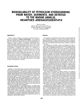 Bioavailability of Petroleum Hydrocarbons from Water, Sediments, and Detritus to the Marine Annelid, Neanthes Arenaceodentata