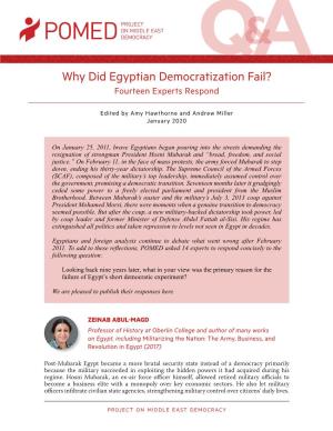 Why Did Egyptian Democratization Fail? Fourteen Experts Respond