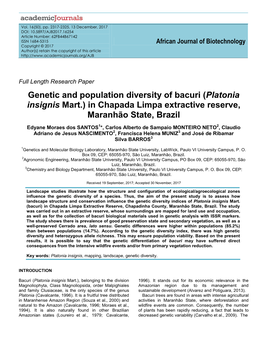 Platonia Insignis Mart.) in Chapada Limpa Extractive Reserve, Maranhão State, Brazil