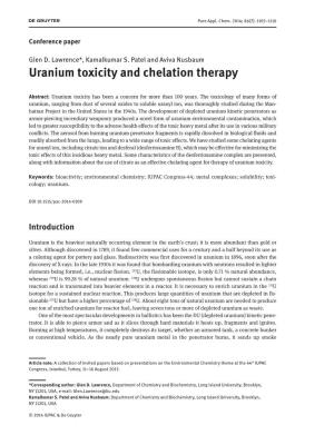 Uranium Toxicity and Chelation Therapy
