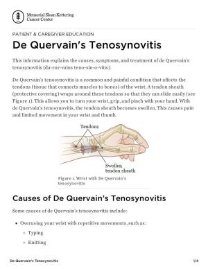 De Quervain's Tenosynovitis