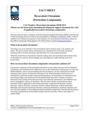 FACT SHEET Hexavalent Chromium (Particulate Compounds)