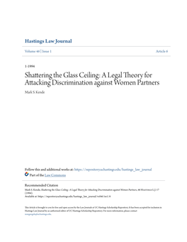 Shattering the Glass Ceiling: a Legal Theory for Attacking Discrimination Against Women Partners Mark S