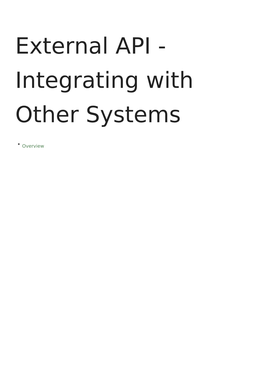 External API - Integrating with Other Systems