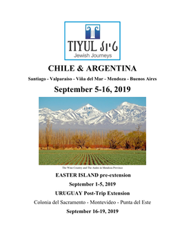 CHILE & ARGENTINA September 5-16, 2019