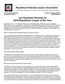 Goodman LOY 2019 Press Release