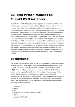 Building Python Modules on Circleci OS X Instances
