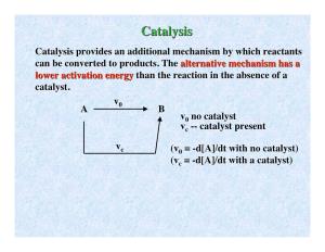 Catalysisatalysis Catalysis Provides an Additional Mechanism by Which Reactants Can Be Converted to Products