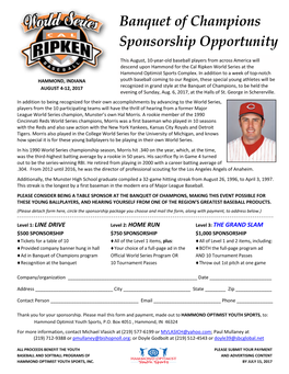 Banquet of Champions Sponsorship Opportunity