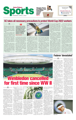 Wimbledon Cancelled for First Time Since WW II
