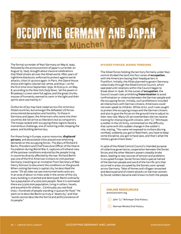 Occupying Germany and Japan