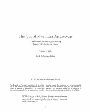 The Journal of Vermont Archaeology
