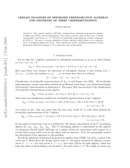 [Math.RT] 2 Feb 2005 Ler for Algebra Eti Nt Ru Hc Cso H Peeado Matrices