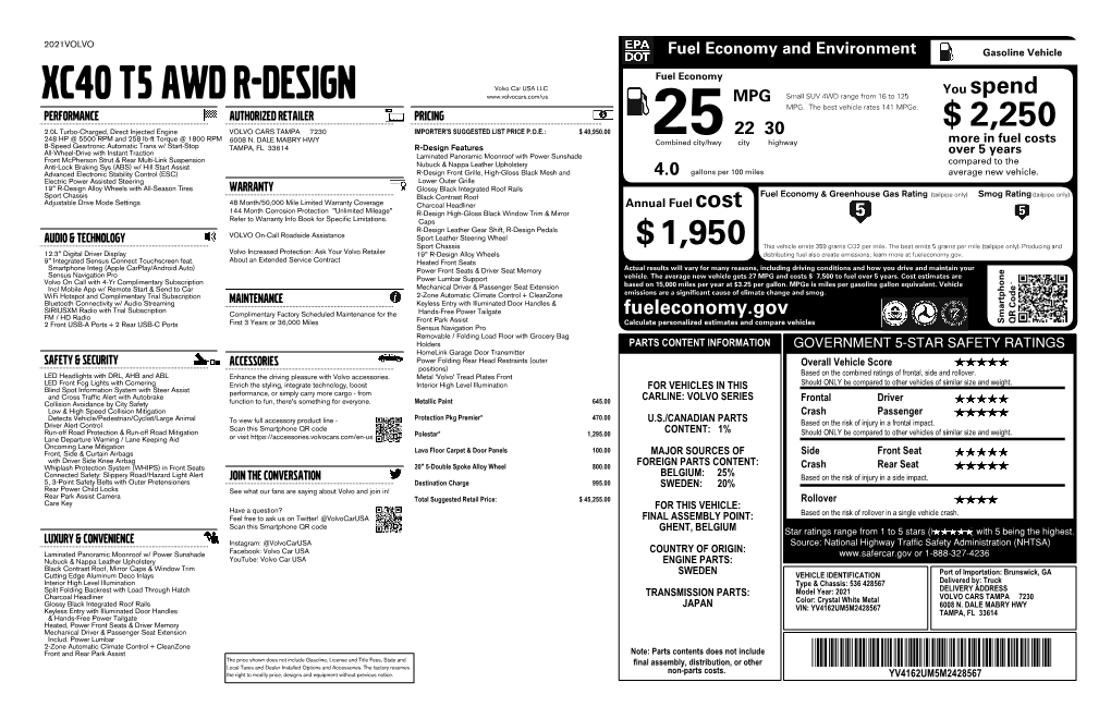 Xc40 T5 Awd R-Design Mpg Mpg