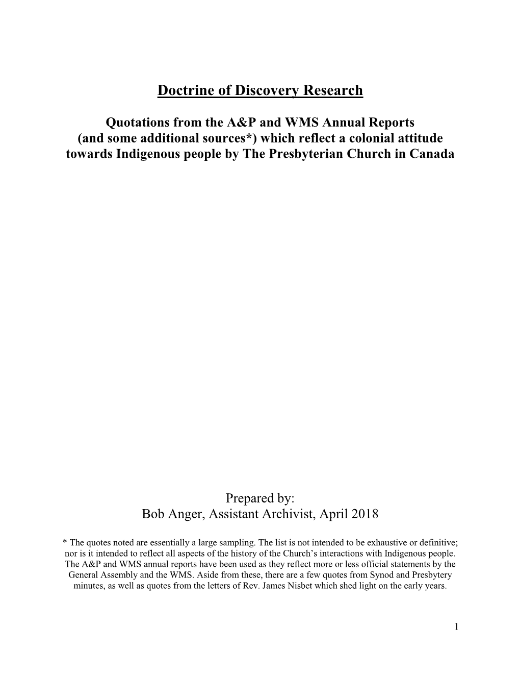 Doctrine of Discovery Research