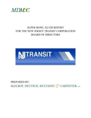 Super Bowl Xlviii Report for the New Jersey Transit Corporation Board of Directors