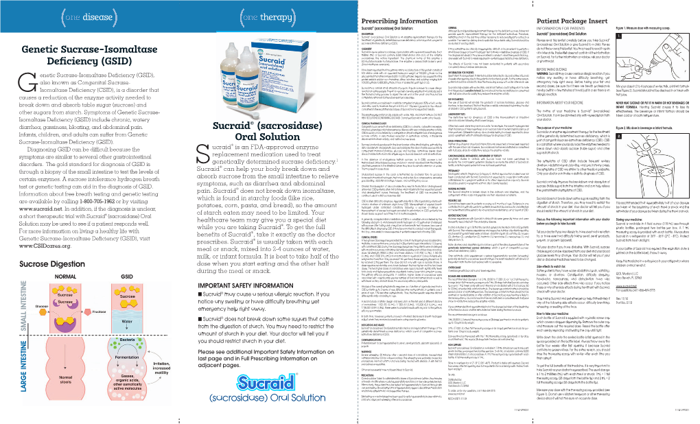 Genetic Sucrase-Isomaltase Deficiency (GSID), Visit ® a Two-Phase (Dose Response Preceded by a Breath Hydrogen Phase) Double-Blind, Dehydration (1)