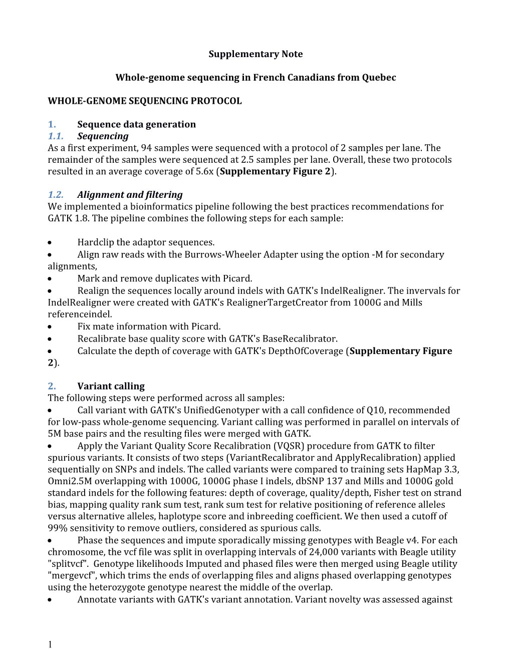 Whole-Genome Sequencing in French Canadians from Quebec