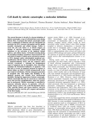 Cell Death by Mitotic Catastrophe: a Molecular Definition
