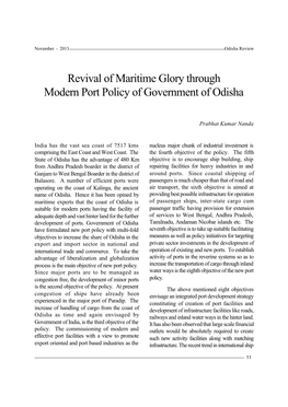 Revival of Maritime Glory Through Modern Port Policy of Government of Odisha