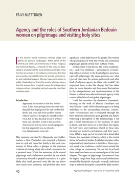 Agency and the Roles of Southern Jordanian Bedouin Women on Pilgrimage and Visiting Holy Sites