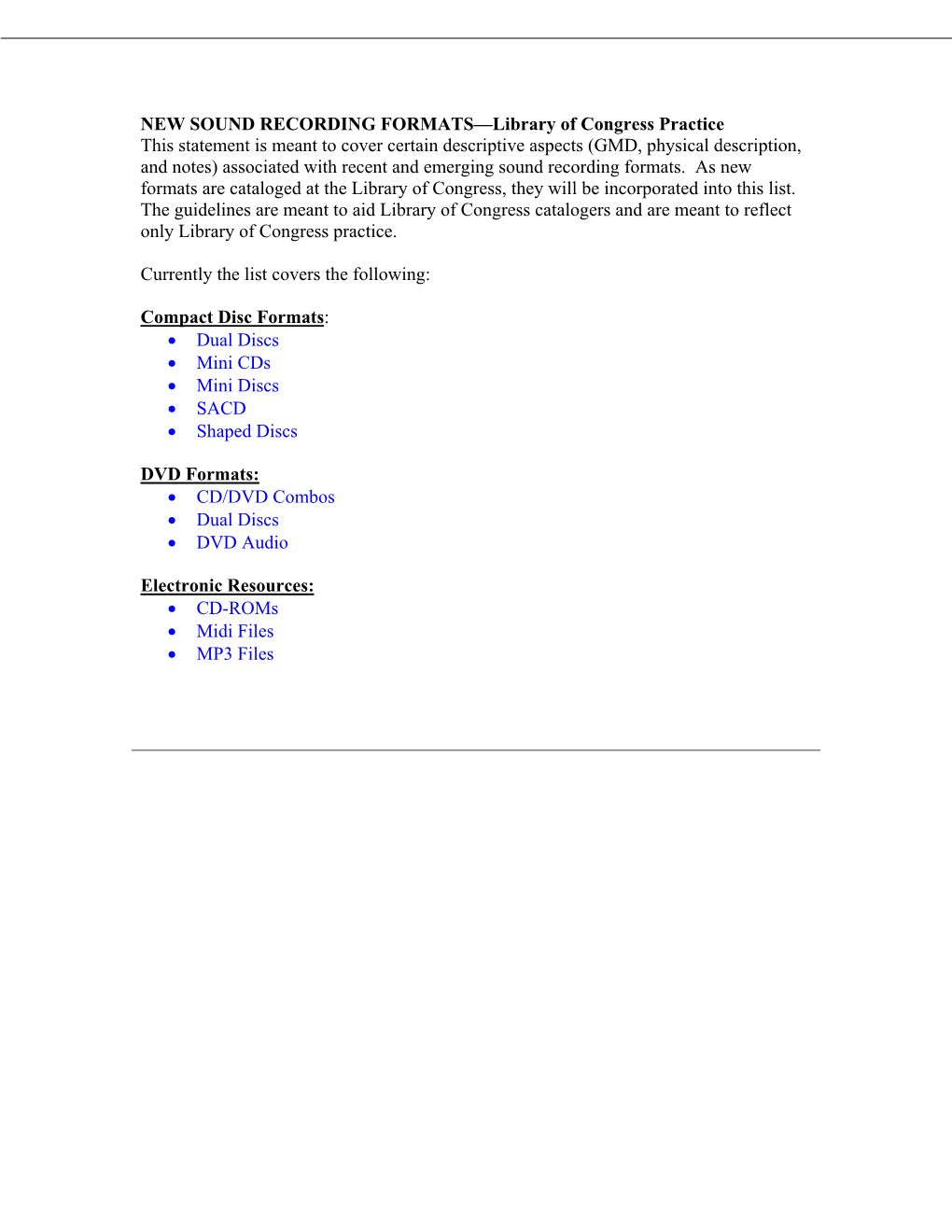 New Sound Recording Formats