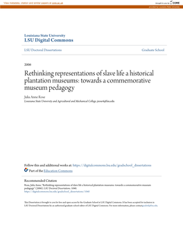Rethinking Representations of Slave Life a Historical Plantation Museums