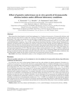 Effect of Putative Mitoviruses on in Vitro Growth of Gremmeniella Abietina Isolates Under Different Laboratory Conditions C