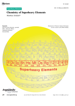 Chemistry of Superheavy Elements Matthias Schädel*