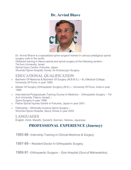 Dr. Arvind Bhave