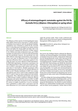 Efficacy of Entomopathogenic Nematodes Against the Frit Fly Oscinella Frit (L.) (Diptera: Chloropidae) on Spring Wheat