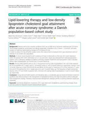 Lipid-Lowering Therapy and Low-Density Lipoprotein Cholesterol