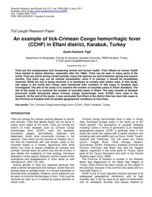 An Example of Tick-Crimean Congo Hemorrhagic Fever (CCHF) in Eflani District, Karabuk, Turkey