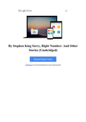 [O6YV]⋙ by Stephen King Sorry, Right Number: and Other Stories