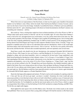 When I First Took Over Representation of the Pym Estate, We Had Very Few Papers, Just a Handful of Documents Handed Over by Barbara’S Sister, Hilary, Before Her Death